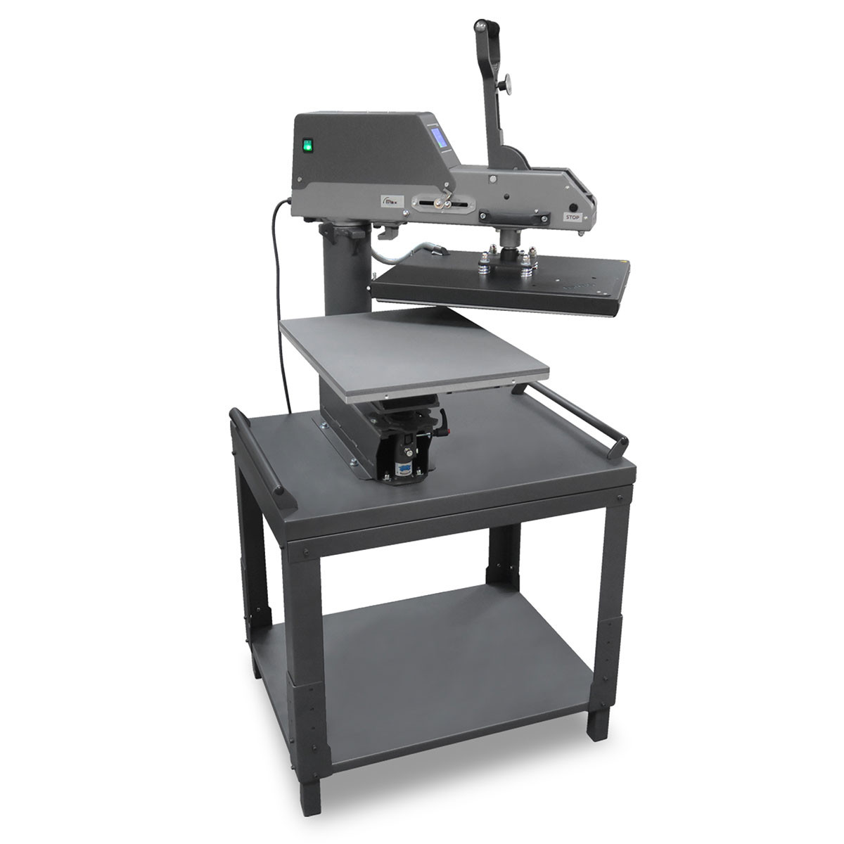 SCHULZE Swing Press 40 x 50 cm mit Druckindikator und höhenverstellbarem Untertisch