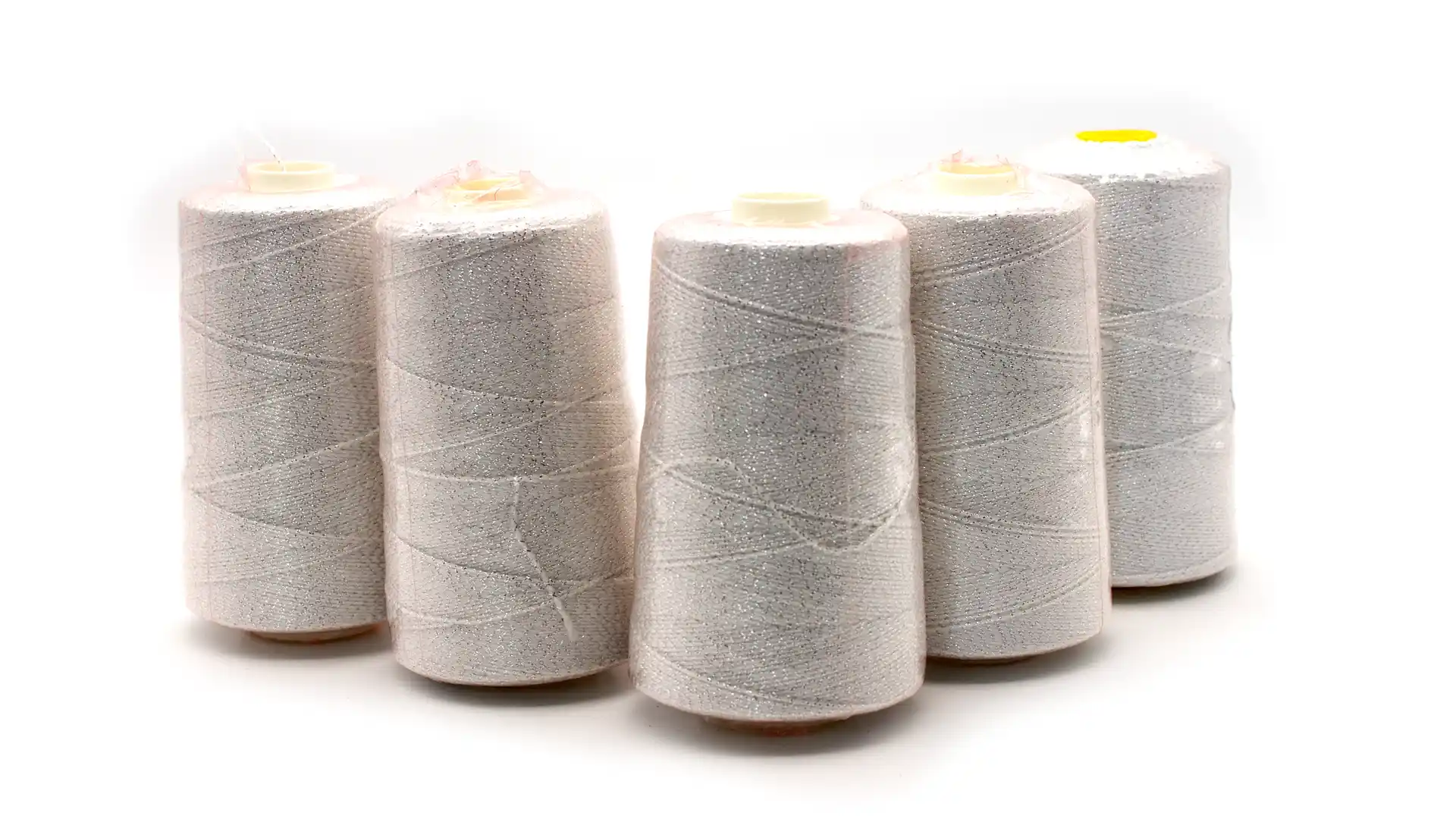 5er-Pack Garn - Weiß mit Silber Metallic